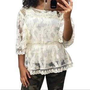 Endless designs cream lace top